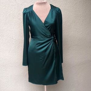 19 Cooper Women's y2k Twist Front Mock Wrap Dress Green Size XS